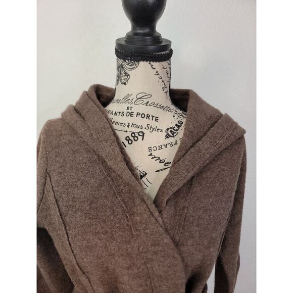 Anthropologie ROSIE NEIRA Boiled Wool Wrap Jacket Sz M Sweater Coat Hood Brown - Picture 4 of 12